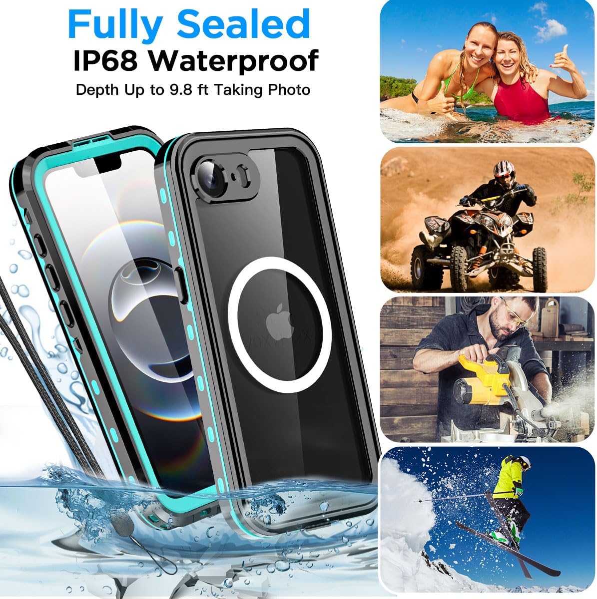 AICase for iPhone 16e Case Waterproof with MagSafe Snowproof,Dustproof and Shockproof,IP68 Certified Real 360 Full Body Protection Fully Sealed Underwater Cover for iPhone 16e 2025 6.1"_Blue - Image 3