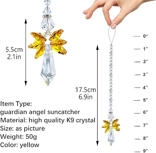 Miniatura 2 de Atrapasoles de cristal de ángel guardián arcoíris como decoración del hogar, el automóvil, la decoración del porche y colgar adorno de cristal