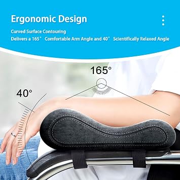 Ergonomic Armrest Pads for Office Chairs, Soft Memory Foam Elbow Support Cushion, Pressure Relief Pad for Desk Chair, Computer Chair and Gaming Chair Arm Rests(Gray(1pc))
