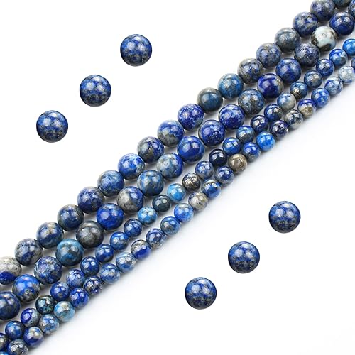 Miniatura 4 de Cuentas de piedra natural de lapislázuli, cuentas redondas sueltas de piedra natural para hacer pulseras, collares, joyas (lalpis lazuli,