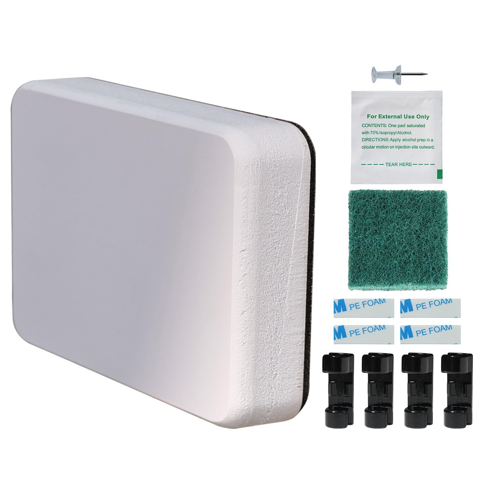 White - Jumbo Size 6.5" x 4.75" x 0.87" Stern Pad, Screwless Transducer Mounting Plate kit, Marine-Grade Transducer Mounting Board Hardware Kit (for Large 3D Scan Transducers)