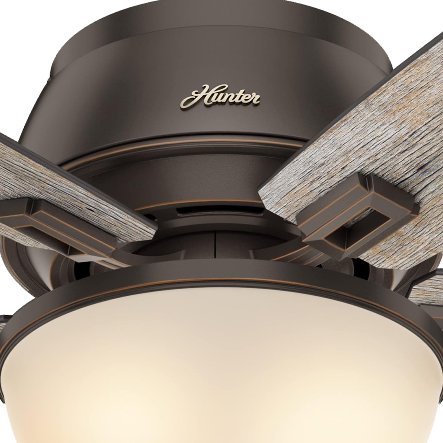 Hunter Donegan Indoor Low Profile Ceiling Fan with LED Light and Pull Chain Control, 52", Bronze/Dark
