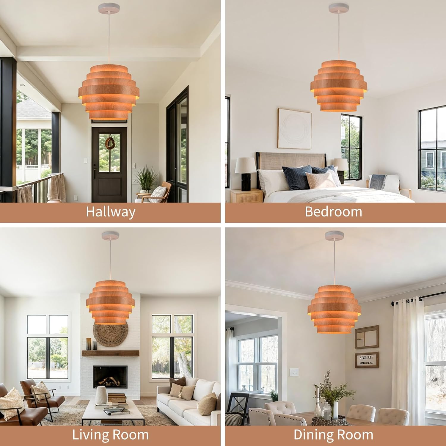 Farmhouse 15.8" Large Drum Chandelier,Vintage Chandelier with Metal Finish Linen Shade Retro Drum Chandeliers for Dining Room, Kitchen Island, Living Room, Bedroom