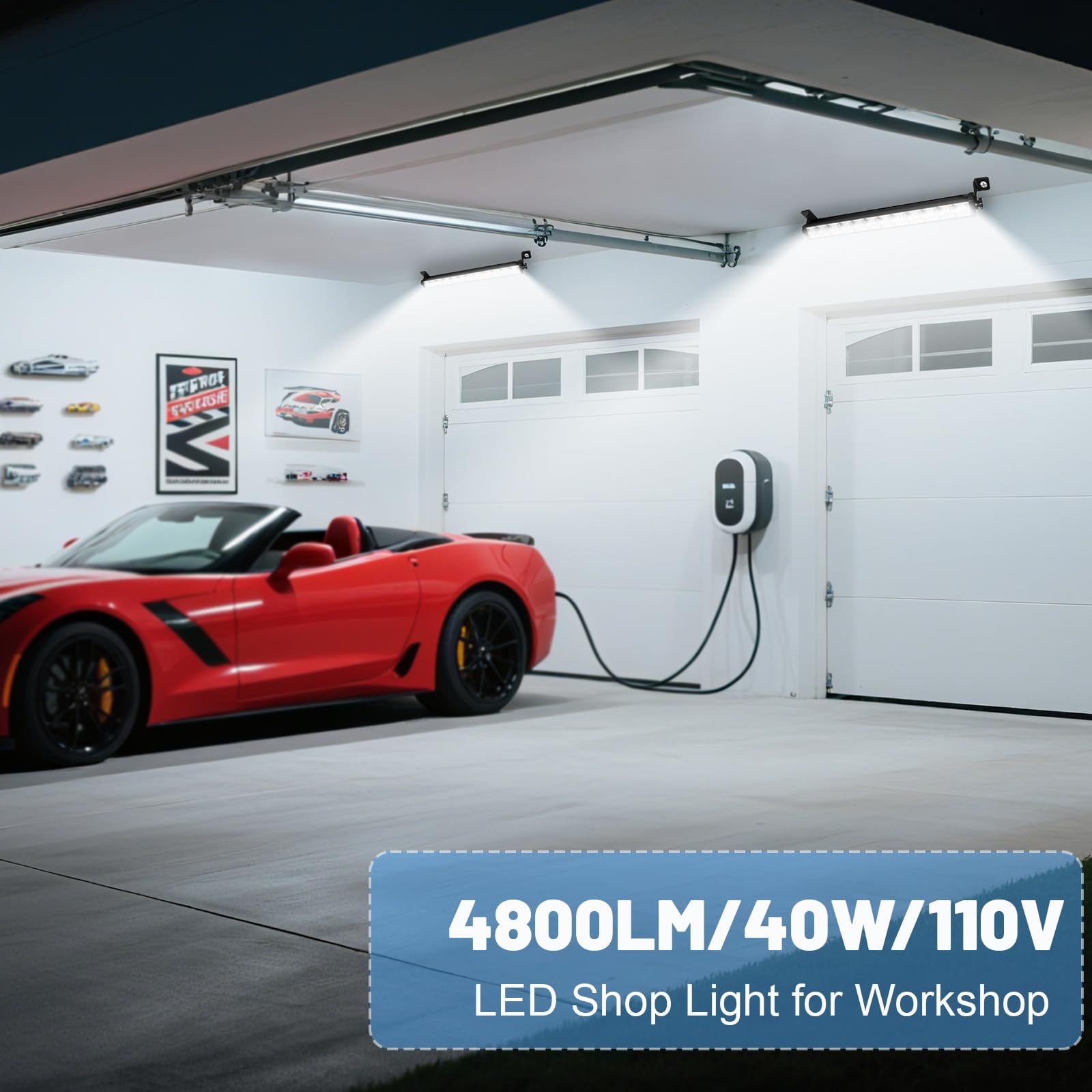 2 Pack 40W LED Shop Lights 6000K 4800LM Daylight White Garage Light with 6 5FT Power Cord Switch — view 2