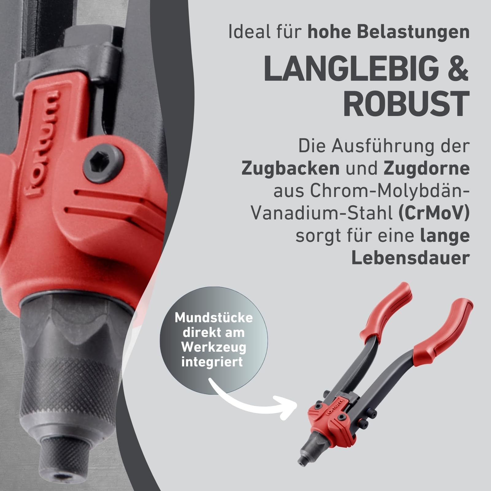 Kombi Hand-Nietzange für Blindnietschrauben M3-M8, Blindnieten 2,4-6,4mm & Gewindenieten M3-M10 I Nietmutter-Zange für Nietmuttern, Pop-Nieten & Schraubnieten