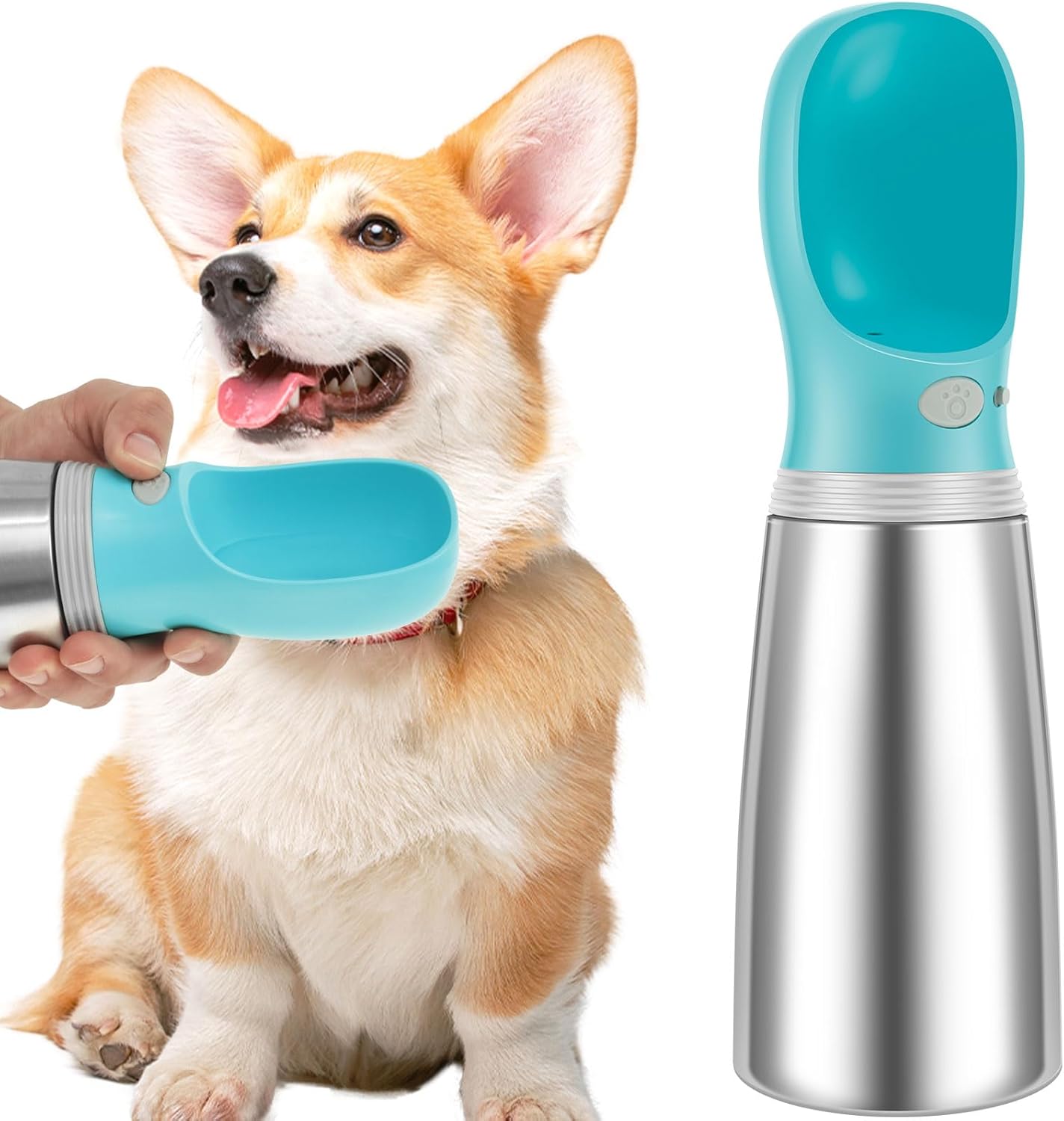 Dog Water Bottle, 24 OZ Stainless Steel Leak Proof Puppy Water Dispenser, Large Capacity Dog Travel Water Bottle, Portable Water Bottle for Pets Travel, Walking, Hiking and Outdoor Activities