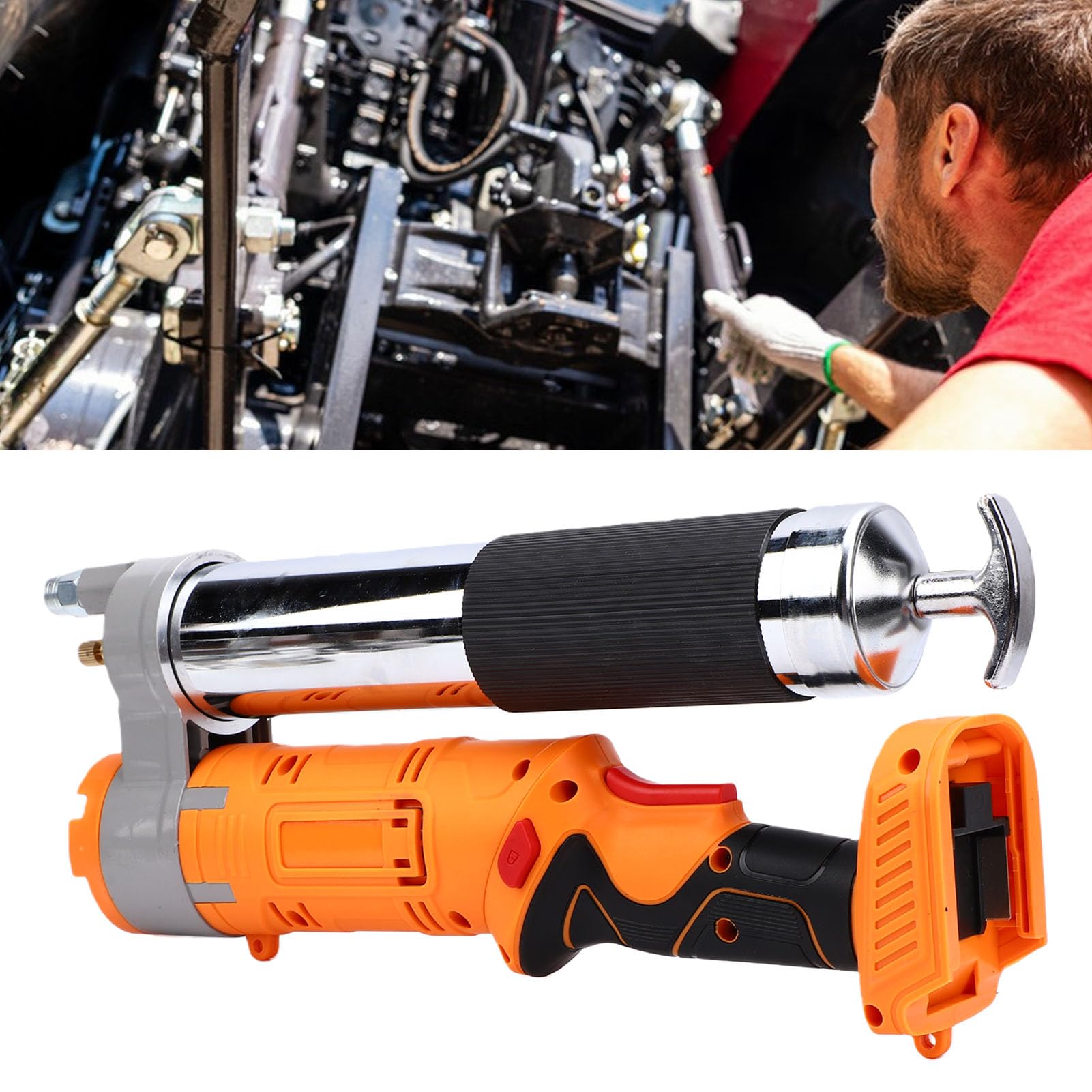 ASHATA Pistola de Engrase Inalámbrica Alimentada por Batería, Ajustable para Maquinaria Agrícola Automotriz, Uso Industrial