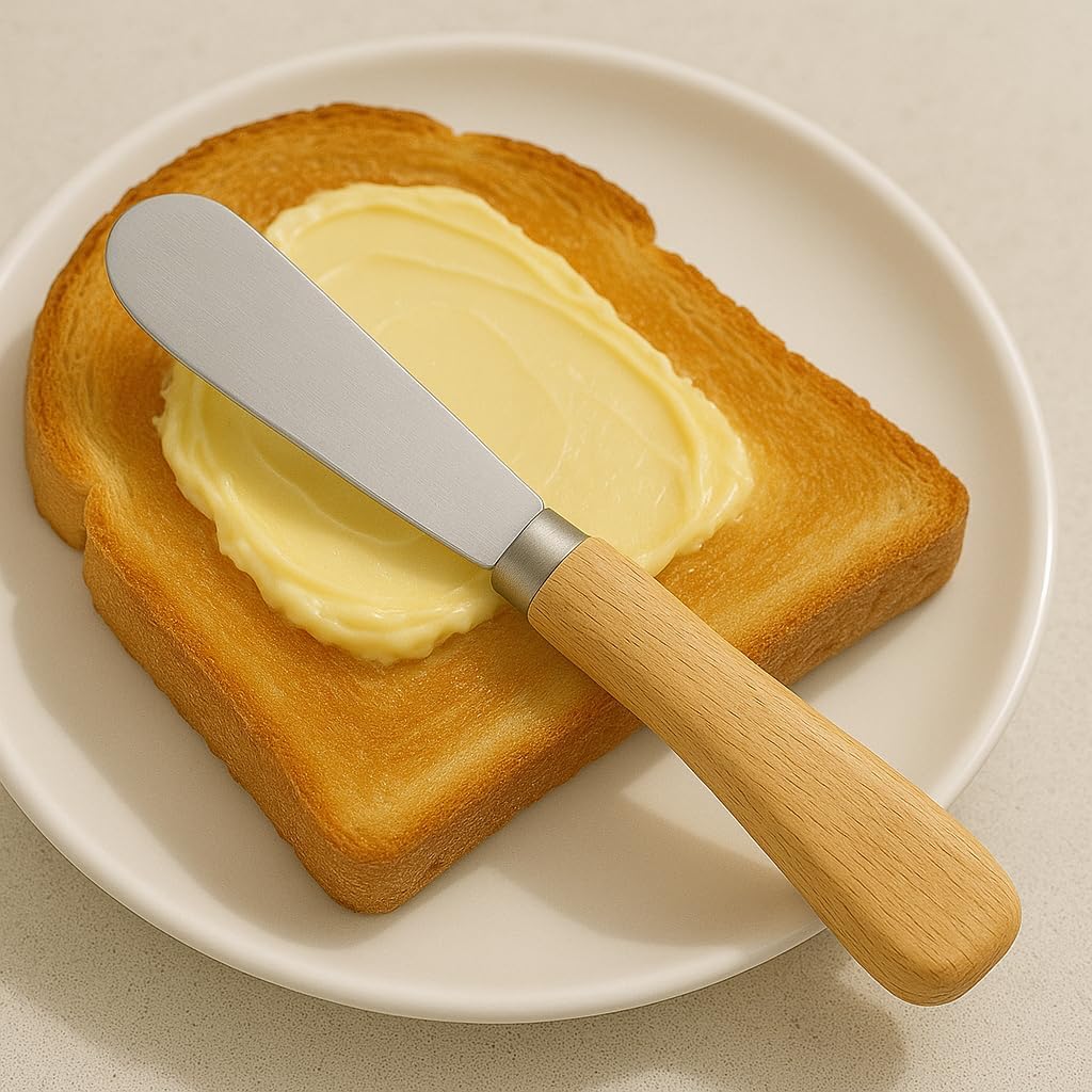 Butter Knives Set of 2, Oak Handle, Durable Stainless Steel Blade, Butter Knife for Smooth Spreading Butter Cream Cheese Jam, Ideal for Bagels, Sandwiches, Butter Knife Spreader 6 Inches (Oak 6.2")