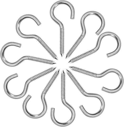 10 Pcs Screw Hooks Ceiling Hooks Stainless Steel Cup Hooks Screw in Eye