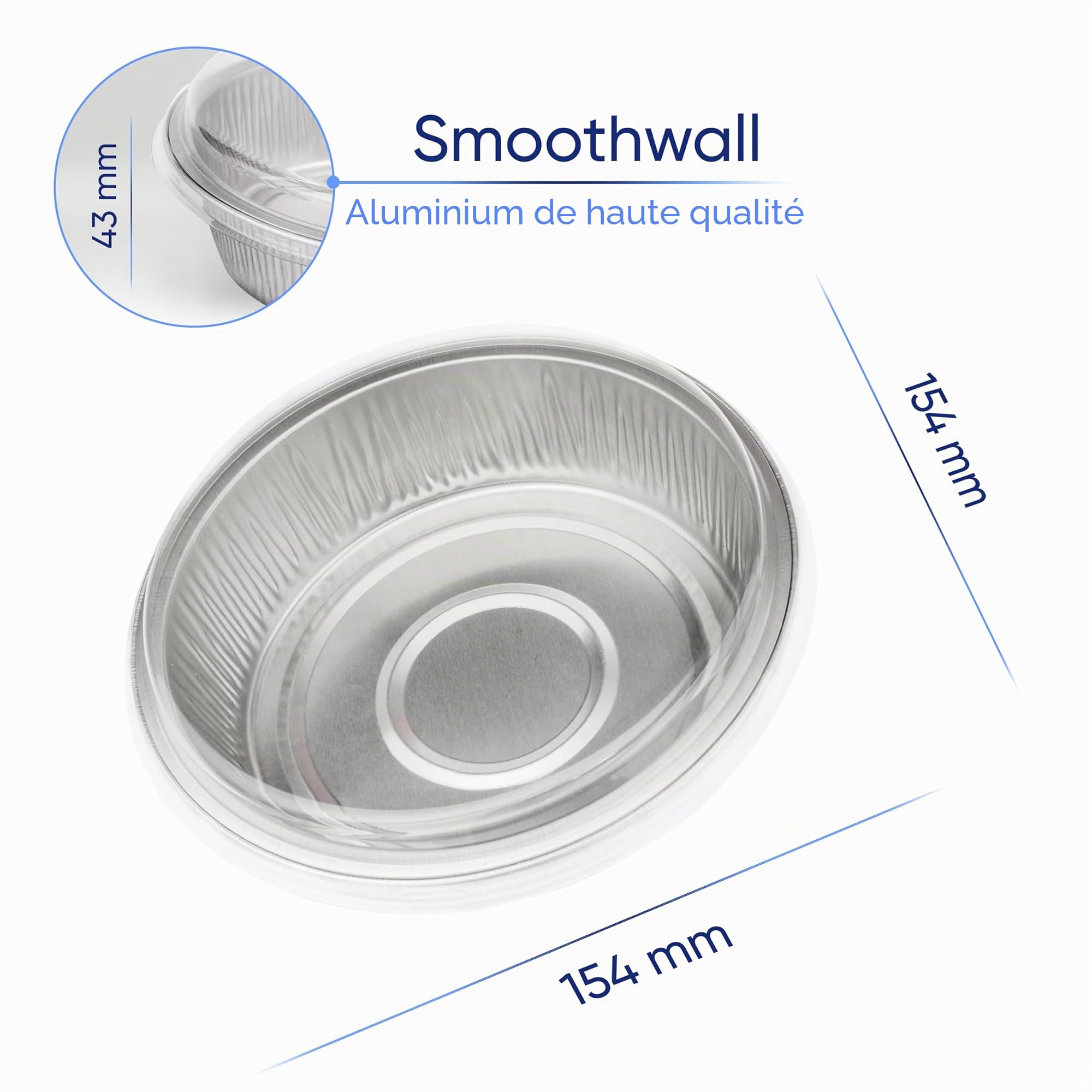 Coppice Moules à Tarte Aluminium Renforcés avec Couvercles Plastique 15x4 cm - Lot de 20 | Moules Jetables pour Cuisson Service Conservation Four Micro-ondes Congélateur Recyclables