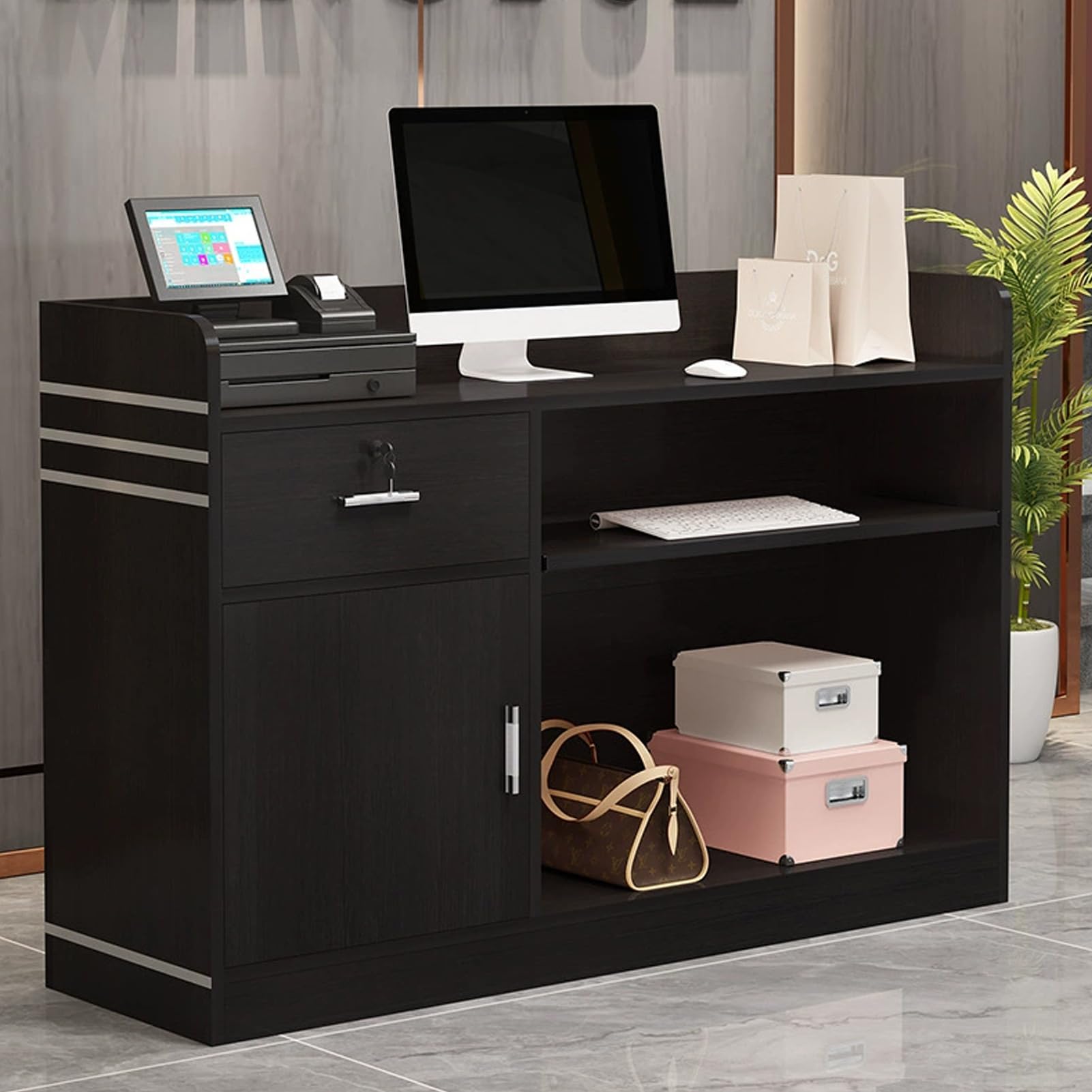 Recept Desk moderno, banco vendita al dettaglio con Ders chiudibile a chiave, tavolo da ingresso semplice per casa e ufficio, tavolo da 80 cm/31,4 pollici per aziende