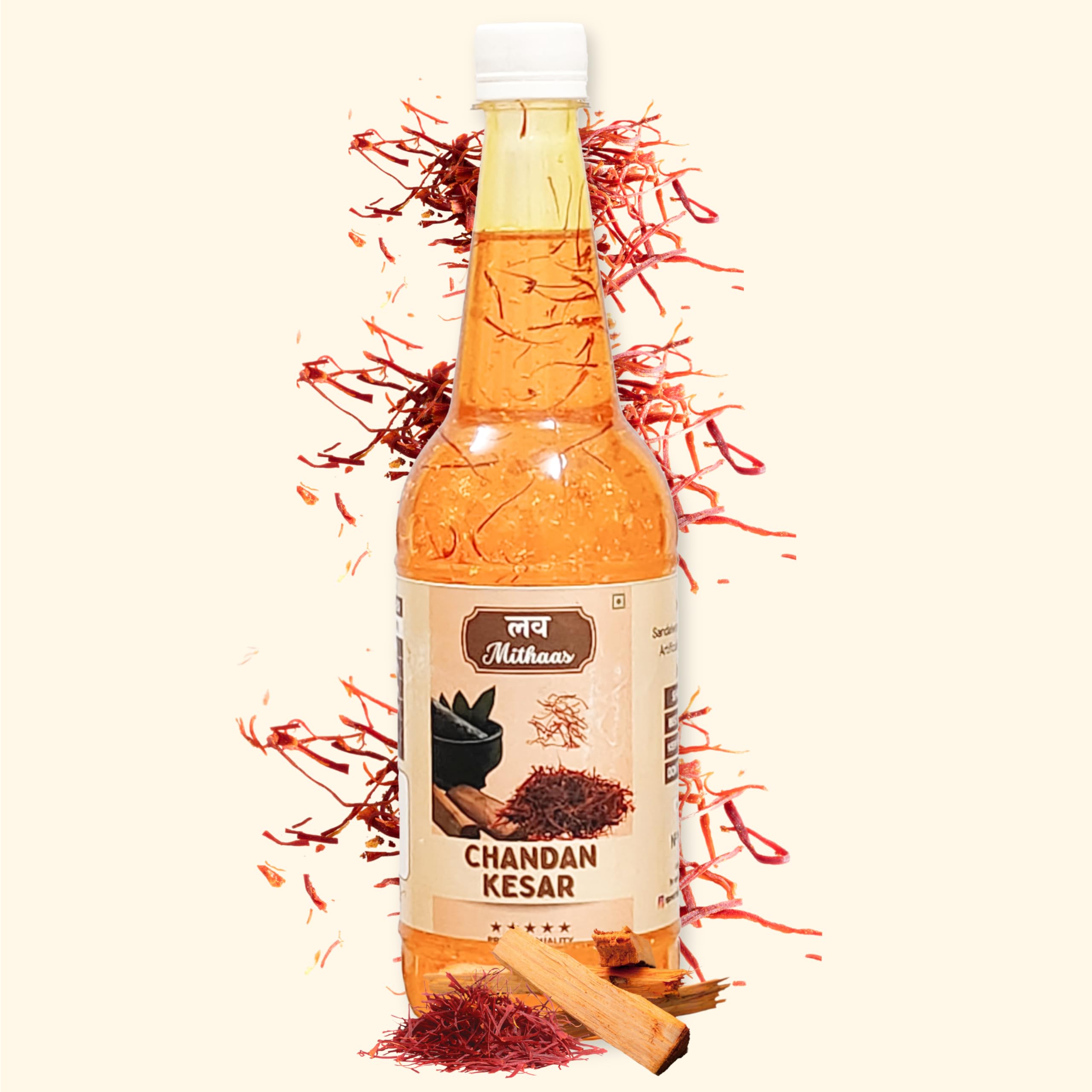Love Mithaas Chandan Kesar l Sandalwood Saffron Sharbat, 750ml Refreshing & Cool Drink With Chandan Kesar Mix With Water, Milk & Soda l Non Alcholic