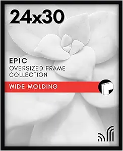 Americanflat 24x30 Picture Frame with Polished Plexiglass - Black Picture Frame - Wide Photo Frames Made of Engineered Wood for Vertical or Horizontal Wall Display - Epic Collection - Black