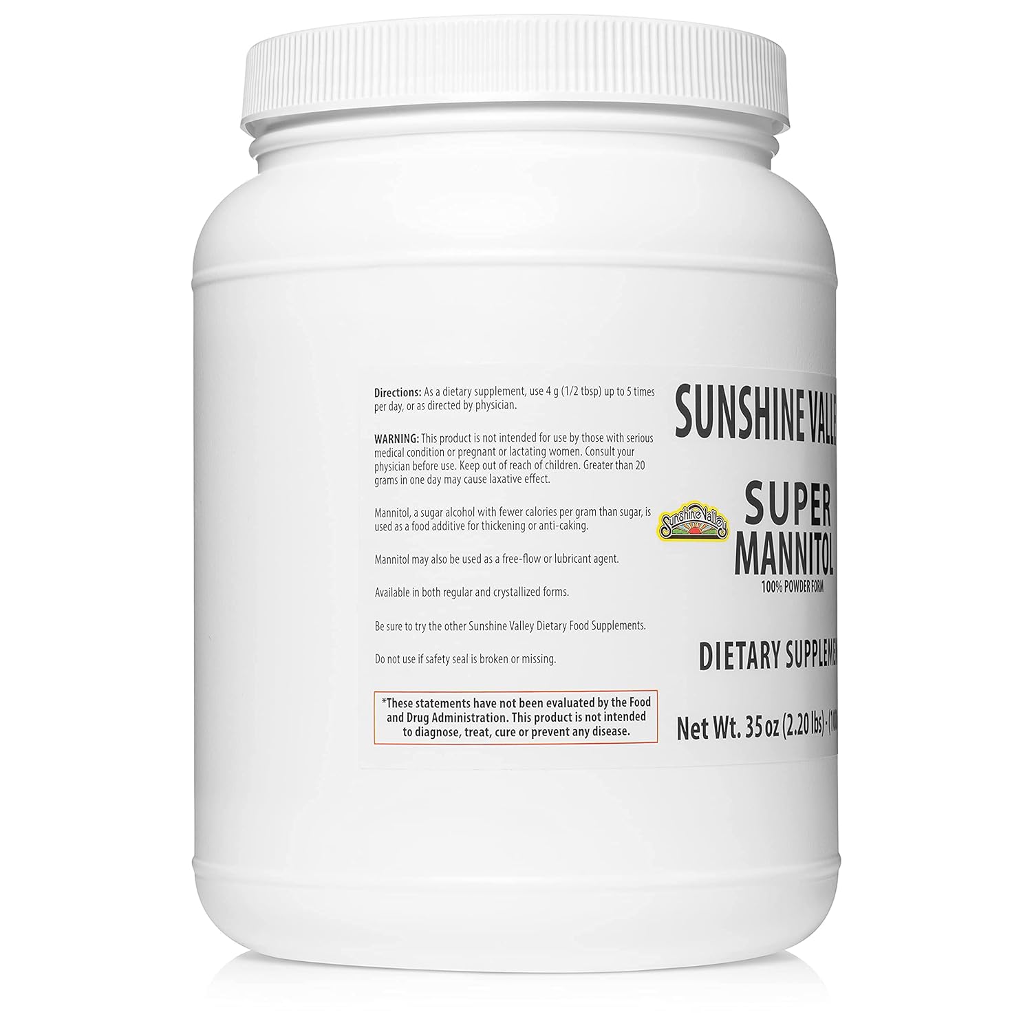 Sunshine Valley® Mannitol Powder – Sugar-Free Sweetener – Sugar Substitute for Coffee, Tea & Recipes, 35 oz