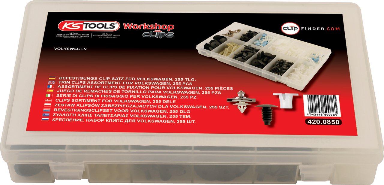 Agrafes pour Volkswagen KS TOOLS remplacez vos clips cassés avec ce kit de 255 pièces