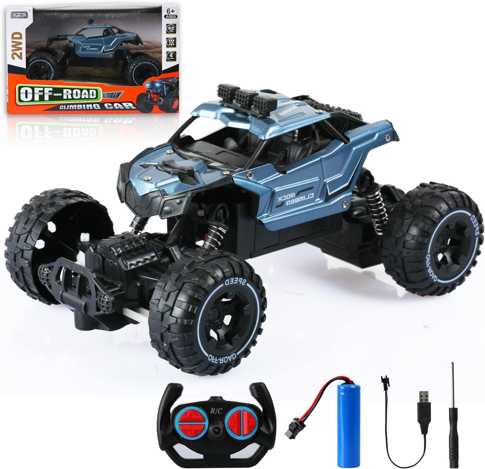 TDOO Remote Control Car For Kids,1:16 Scale Rechargeable RC Car Monster Trucks with Head Lights,2.4GHz RC Car Vehicle Truck Crawler with Rechargeable Batteries for Boys Kids and Adults(A)