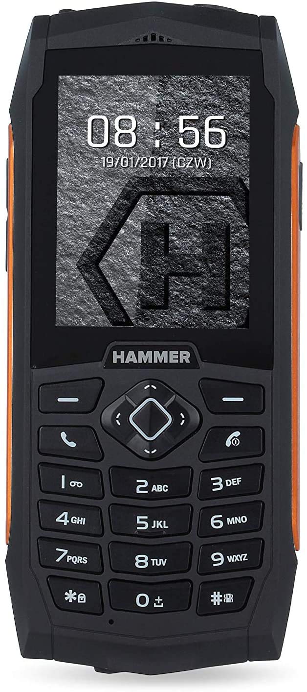 Hammer H Telefono con pulsanti robusti, 2,4 pollici, telefono semplice, batteria grande 2000 mAh, impermeabile IP68 telefono cellulare antiurto, torcia a LED, fotocamera da 2 MP, radio FM, MP3, Dual