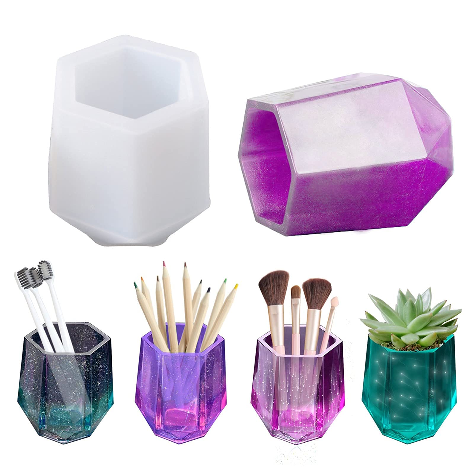 HASTHIP® Silicon Moulds for Resin Moulds DIY Cup Resin Silicone Mold Cosmetics Brushes Pen Storage Mold for Home Décor, White-image-45