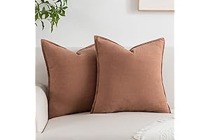 PANDICORN Rust Linen Throw Pillow Covers 18x18 Inch Set of 2