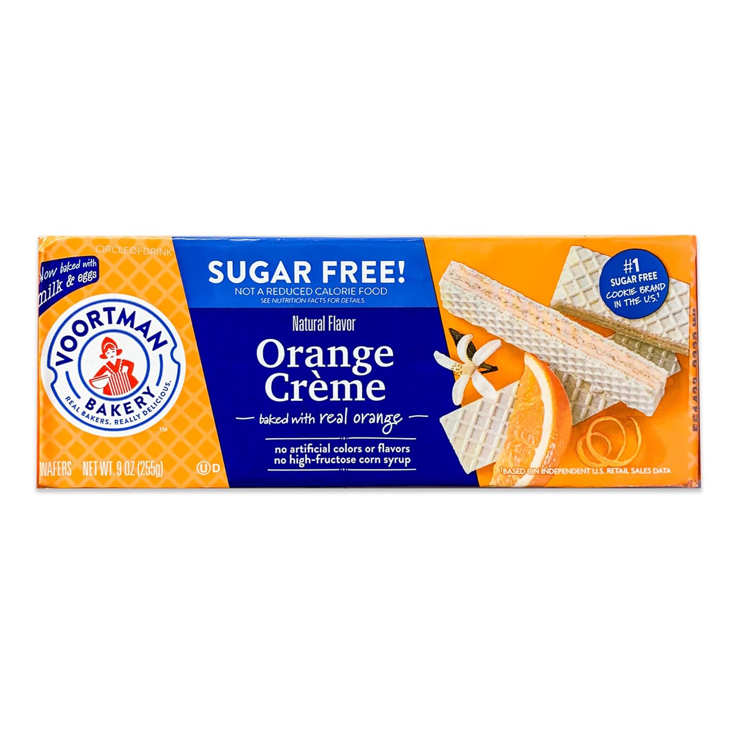 Voortman Sugar Free Wafers - Lemon (3, 9oz packs) - Variety Pack - Orange Cream (3, 9oz packs) - Made with Real Ingredients - 6 packs Total