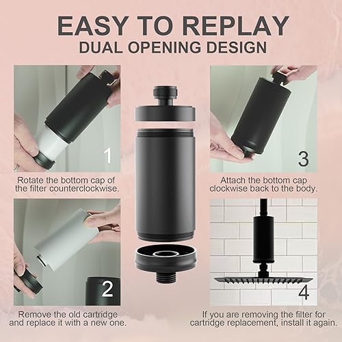 Miniatura 6 de Filtro de ducha de metal duradero de alto flujo, efecto de decloración del 90%, absorbe metales pesados, equilibra el nivel de pH del agua, alivia