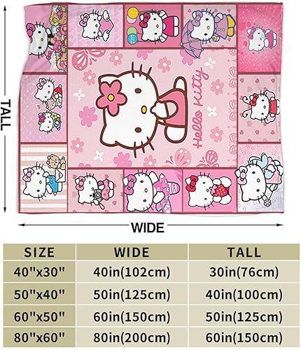 Miniatura 4 de Manta de franela de Hello Kawaii Kitty, muy suave, con diseño de caricaturas, para sofá, ropa de cama y decoración de sala de estar, 60 x 50
