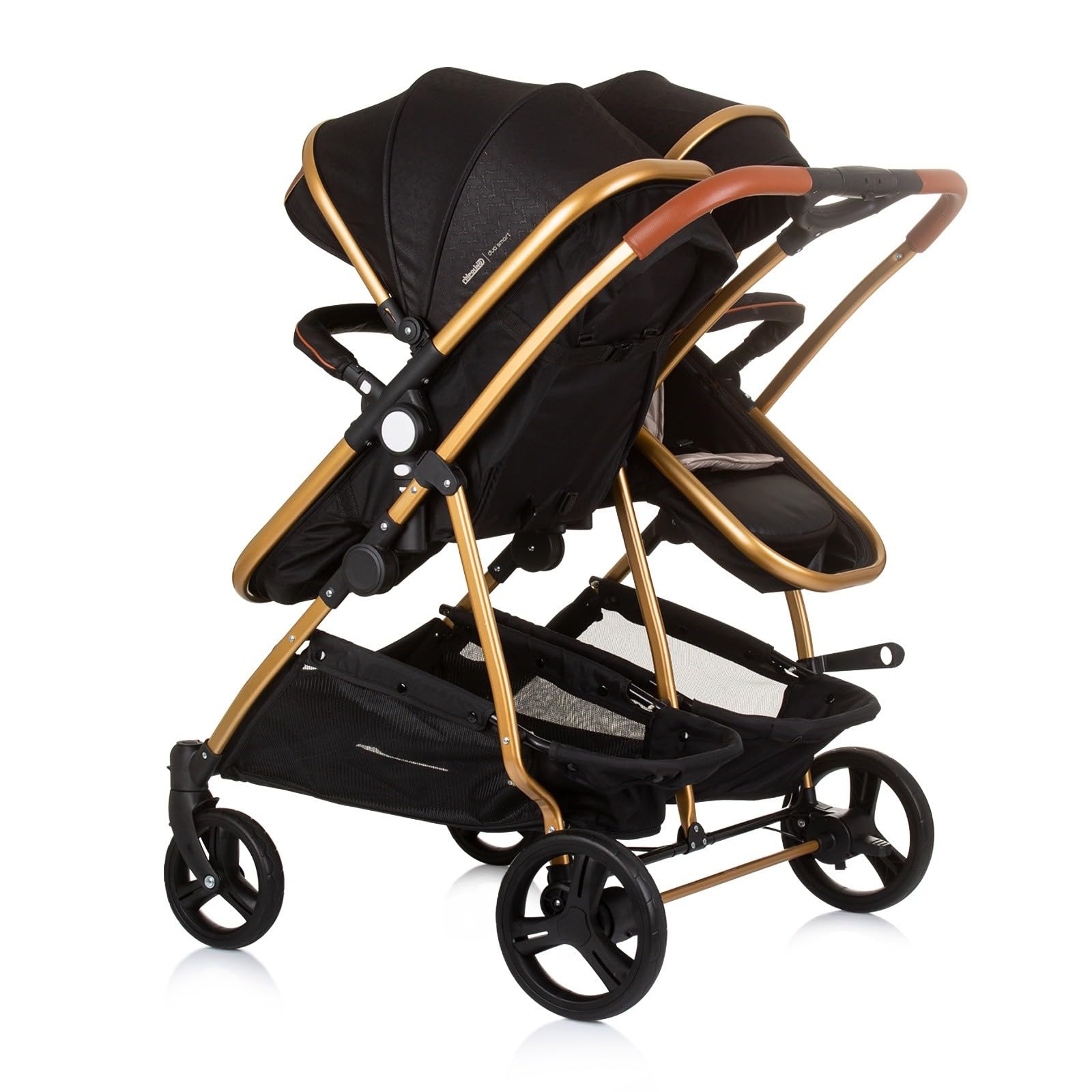 DUO SMART - Passeggino gemelli o bambini stretti, larghezza 79 cm, nero + 2 accoglienti neri