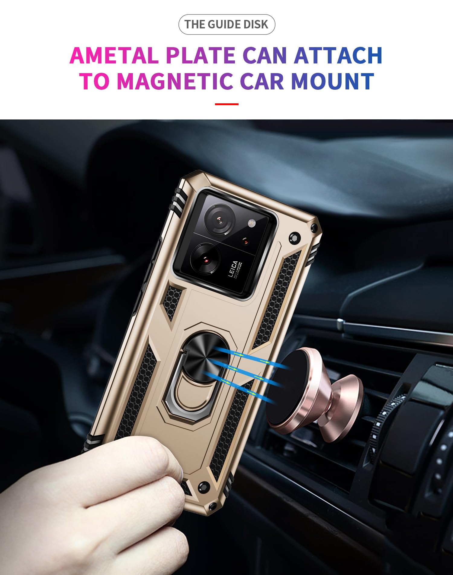 FTRONGRT Coque Pour Xiaomi 13T Pro, Avec Support, Fente Pour Carte, L