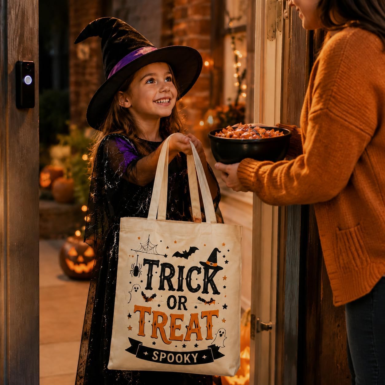Spooky Aesthetic Halloween Tote Bag Trick Or Treat Bag For Women Polyester image 2