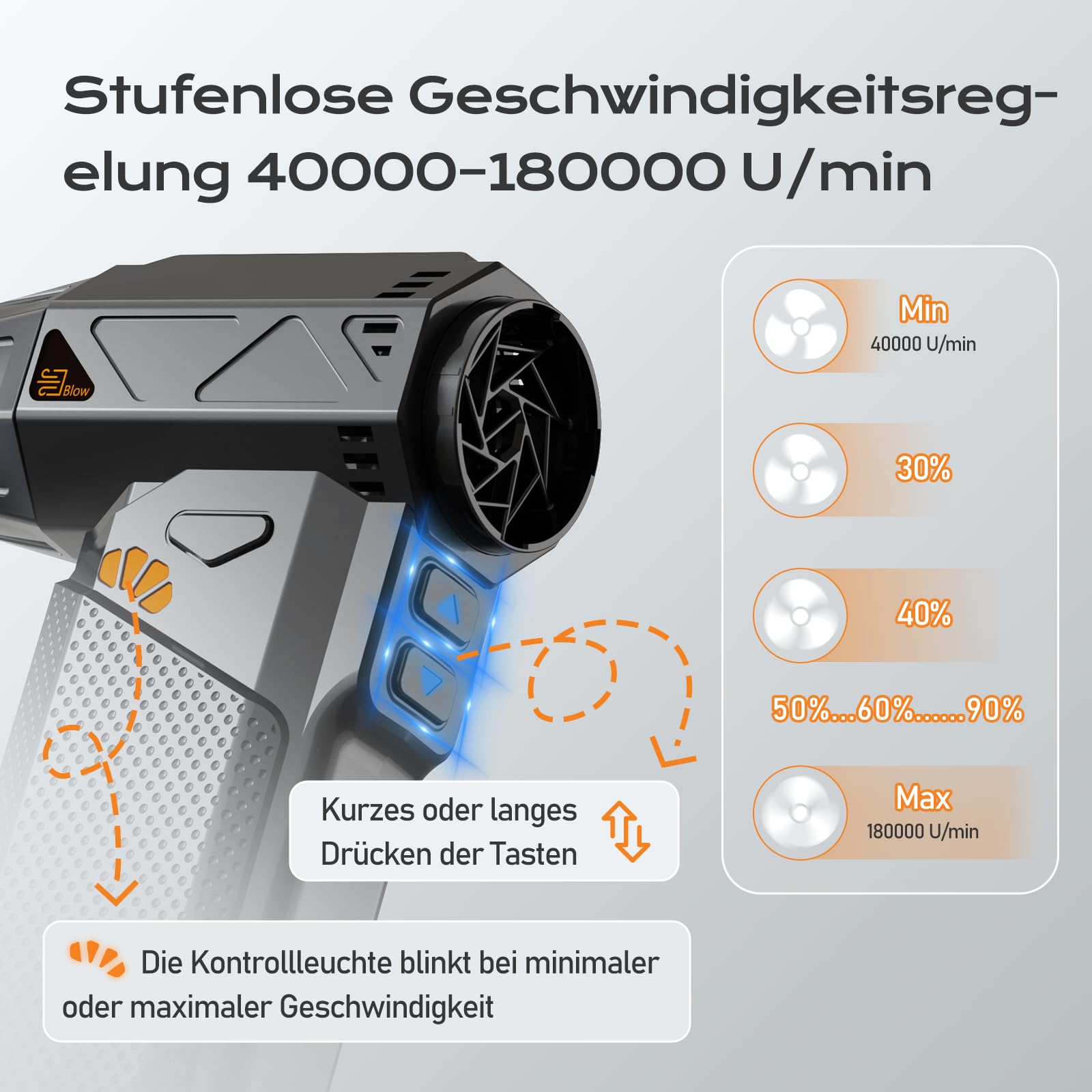 SEANCHEER 2-in-1 Elektrische Staubgebläse & Mini Staubsauger, 180000 U/min Stufenlose Drehzahlregelung Compressed Air Duster, 8000mAh Akku, für PC/Sofa/Auto. (Schwarz - mit Staubsauger)