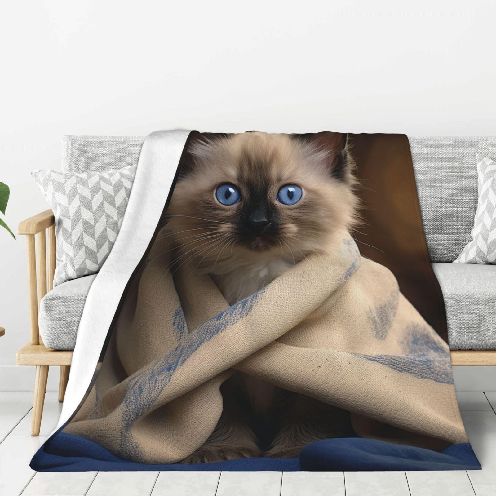 Couverture flanelle haut de gamme super douce et légère toutes saisons motif chat