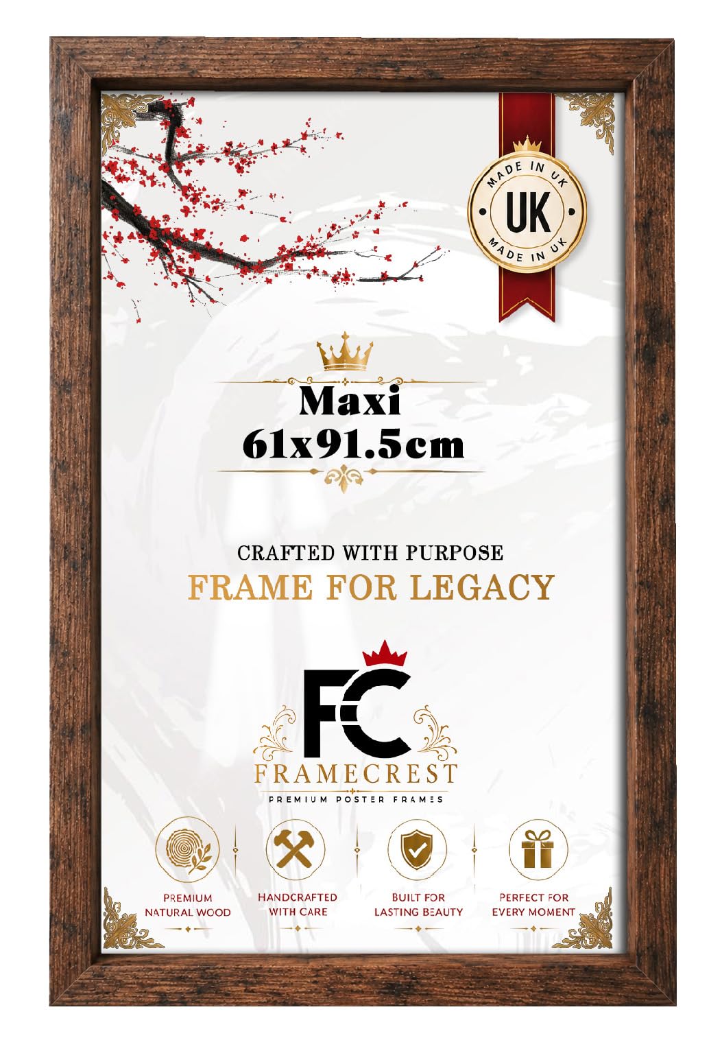 Framecrest Ltd Rustic Framecrest Flat Profile Large A3+ 32.9X48.3cm Poster Frame Eton Wood Perfect For Wall Gallery, Living Room & Wall Hanging Mount Poster Picture-[Rustic]