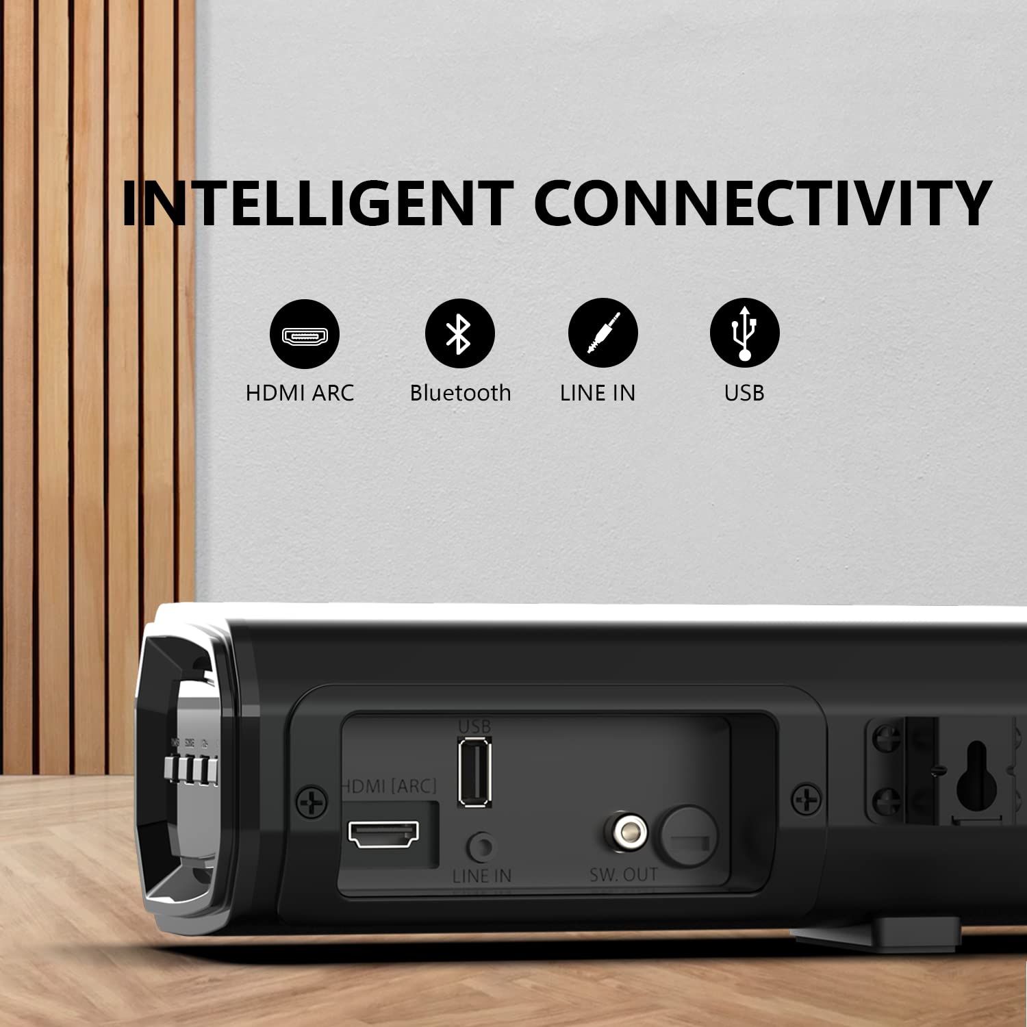 Blaupunkt SBW250 Soundbar rear panel with connectivity ports