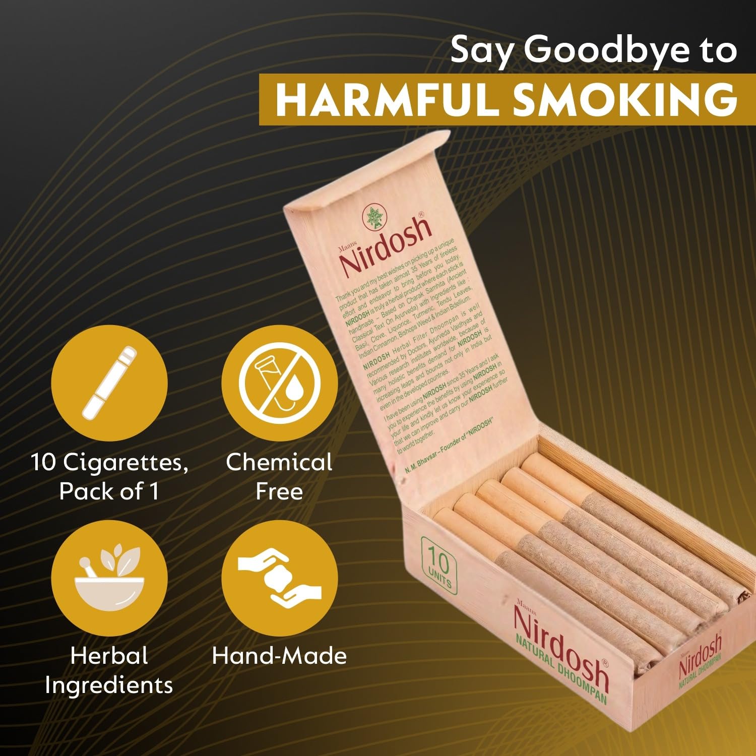 Buy Nirdosh Herbal Smoke Sticks – Premium Flavor – 100% Tobacco &  Nicotine-Free – Natural Ayurvedic Dhoompan – Pack of 10 Sticks Online at  Low Prices 