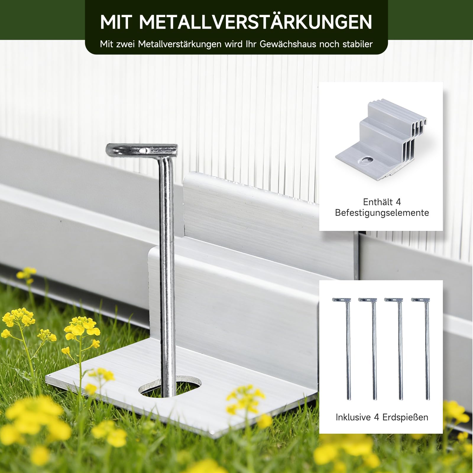 Gewächshaus Aluminium für den Garten | 177*300*193 cm | Vielseitig nutzbar als Treibhaus Gartenhaus Winterfest Aufzucht Tomatenhaus Frühbeet und Pflanzenhaus Weiß