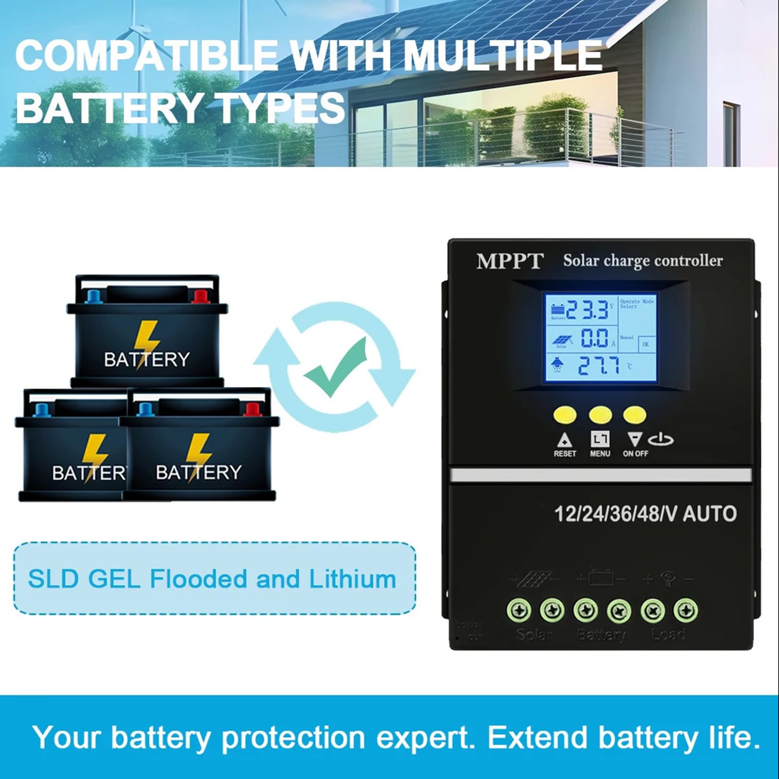 200 A MPPT Solarsystem-Controller, wetterbeständiges Gehäuse, effizientes Energiemanagement für Camper, Wohnmobile, Outdoor, Solar-Stromregler