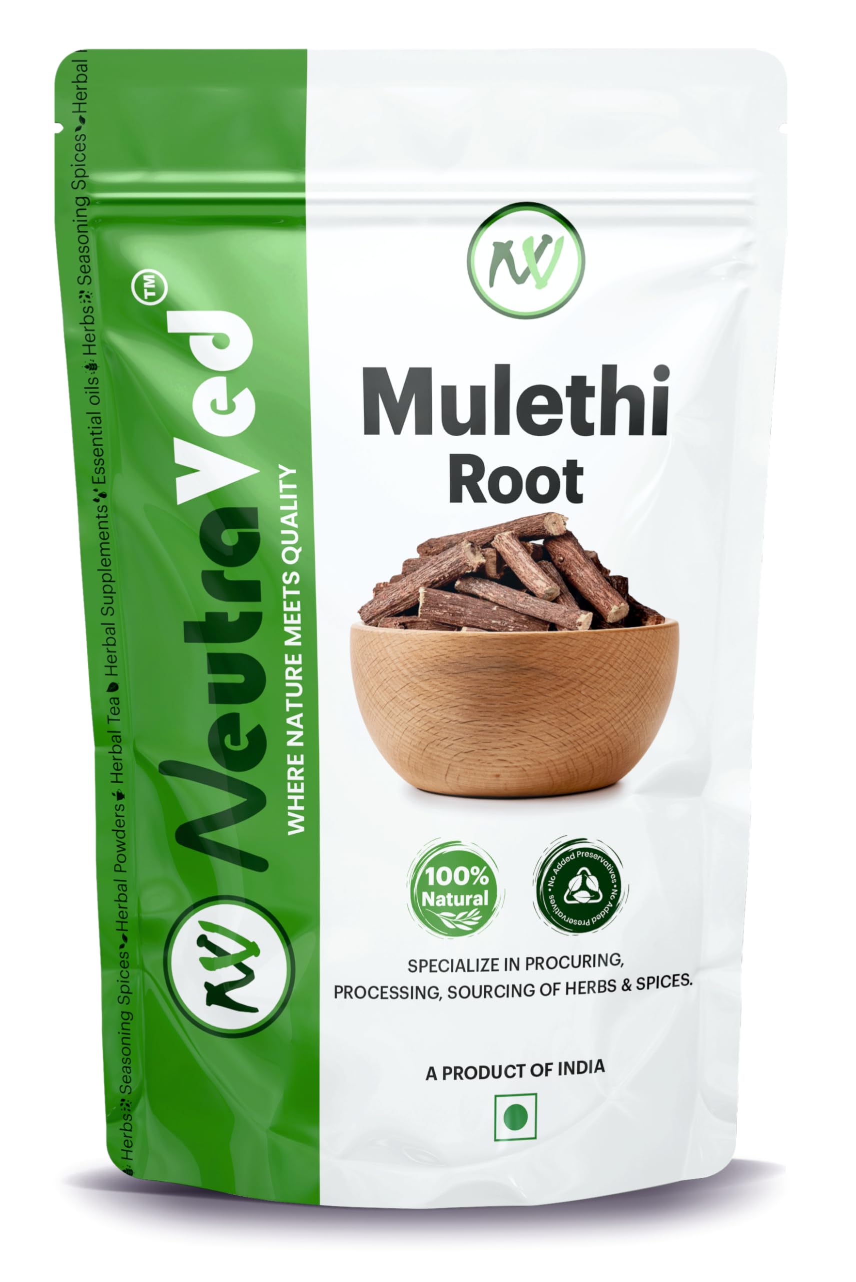 NeutraVed Mulethi Sticks 100g | Natural Licorice Root (Yashtimadhu) | Suitable for Eating, Herbal Use, Skin & Hair Care | Natural A-Grade Mulethi -100g