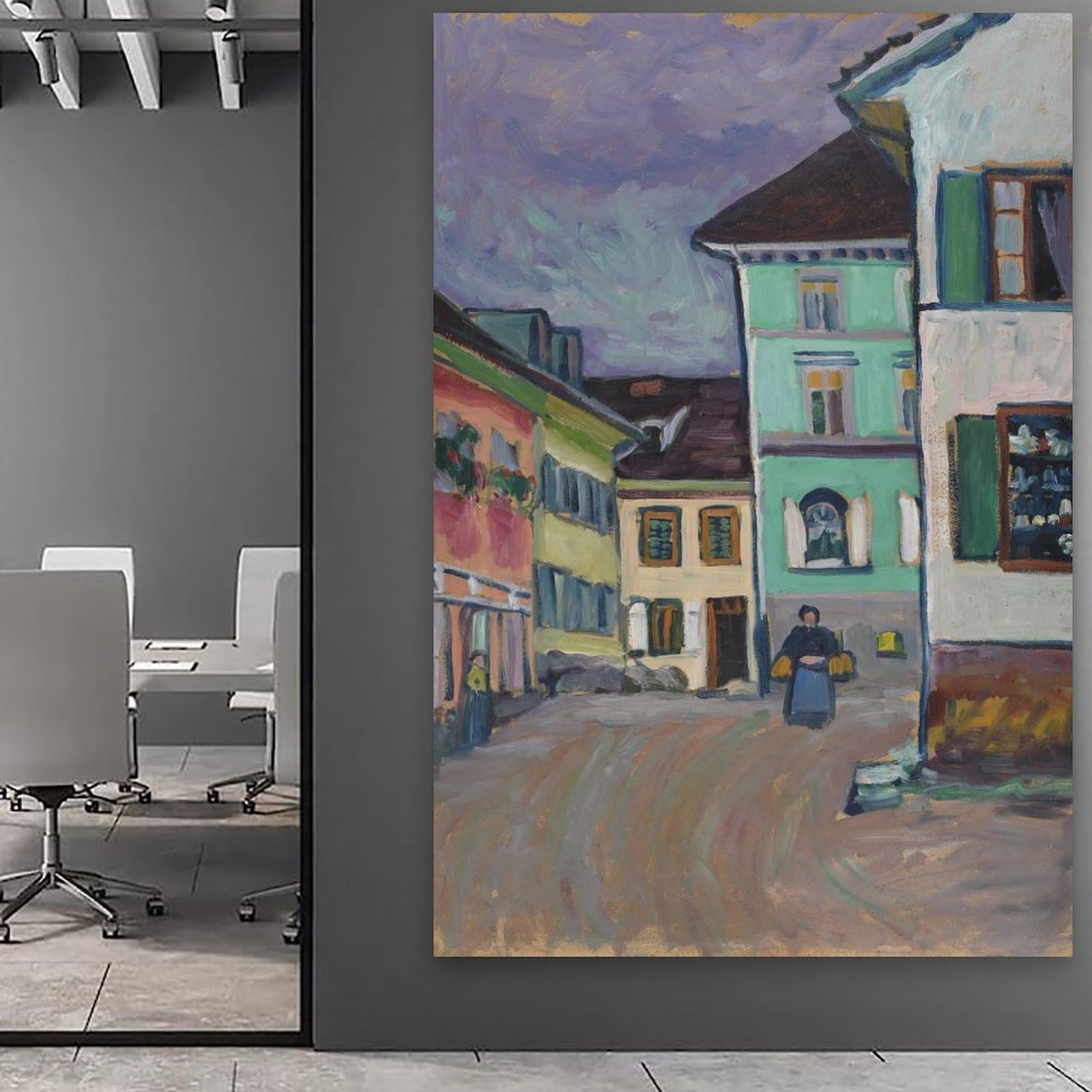 Murnau Top of The Johannisstrasse by Wassily Kandinsky, impresiones en lienzo modernas, pinturas decorativas para habitaciones de niños o niñas, murales para sala de estar y pinturas con motivos