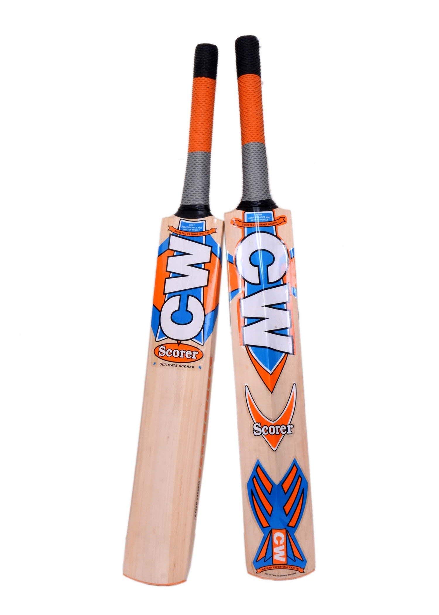 CW Scorer Top Grade Kashmir Willow Singapore Cane Short Handle Full Size Bat Cricket Bat with Free Cover