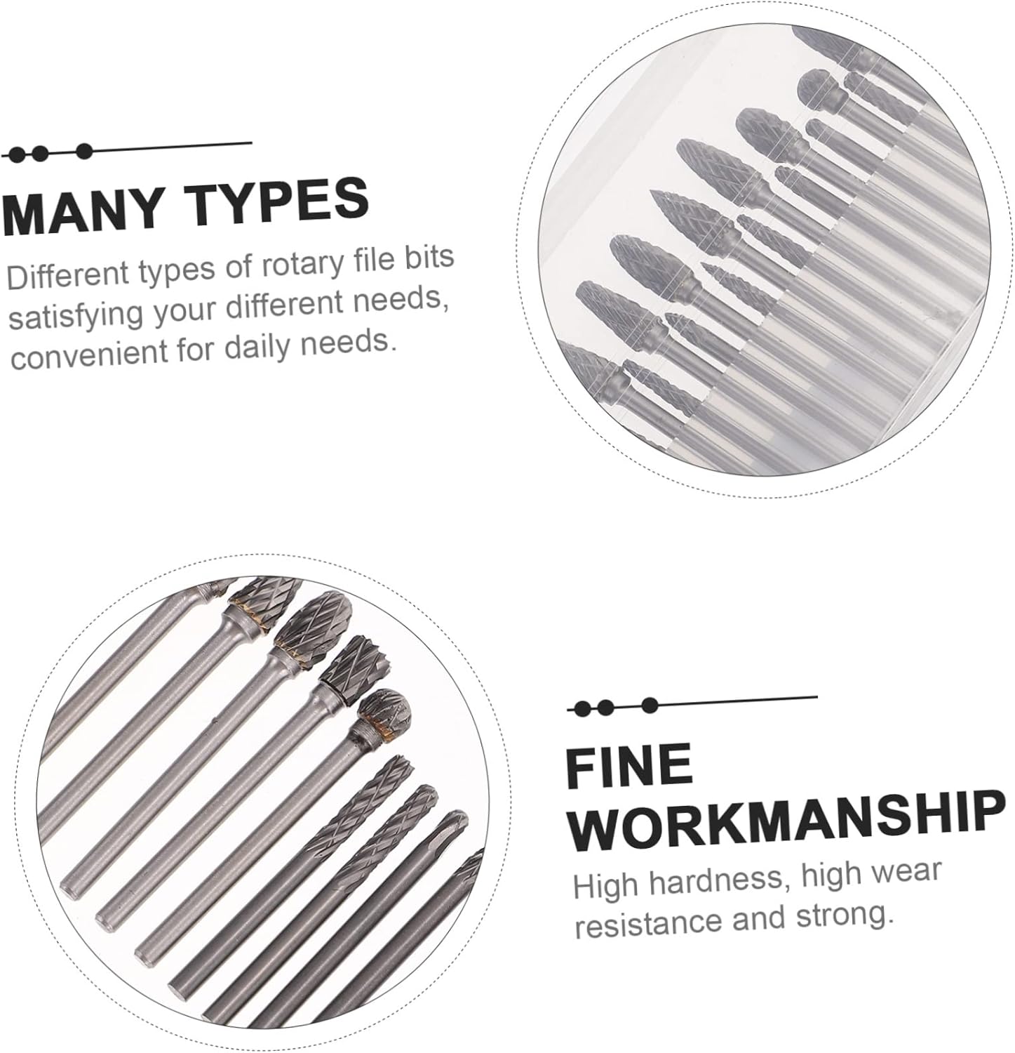 2sets Rotary File Bits Tungsten Carbide Carving Tool for Grinding Polishing Woodworking Rotary Tool Accessories Case