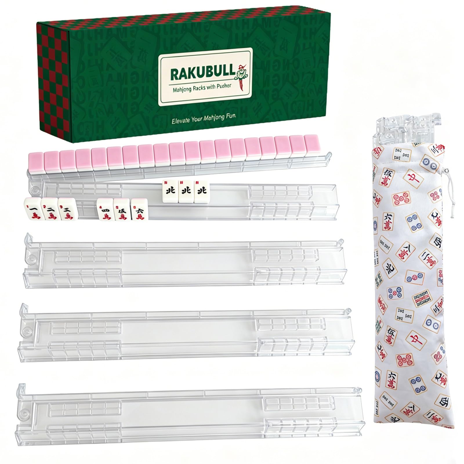 Photo 1 of 17.5 inch Mahjong Racks with Pushers and Bag,4 Pack Acrylic Tile Racks