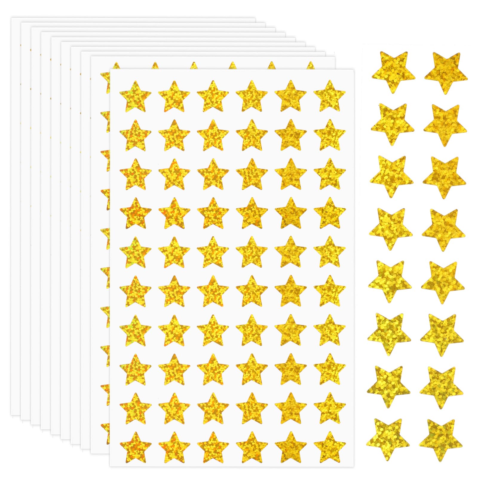 3000 PCS Star Stickers, 0.6" Sparkly Holographic Stickers, Kids Rewards Holographic Gold Star Stickers, Foil Star Stickers for Behavior Chart, Student Planner, School Classroom Teacher Supplies, DIY