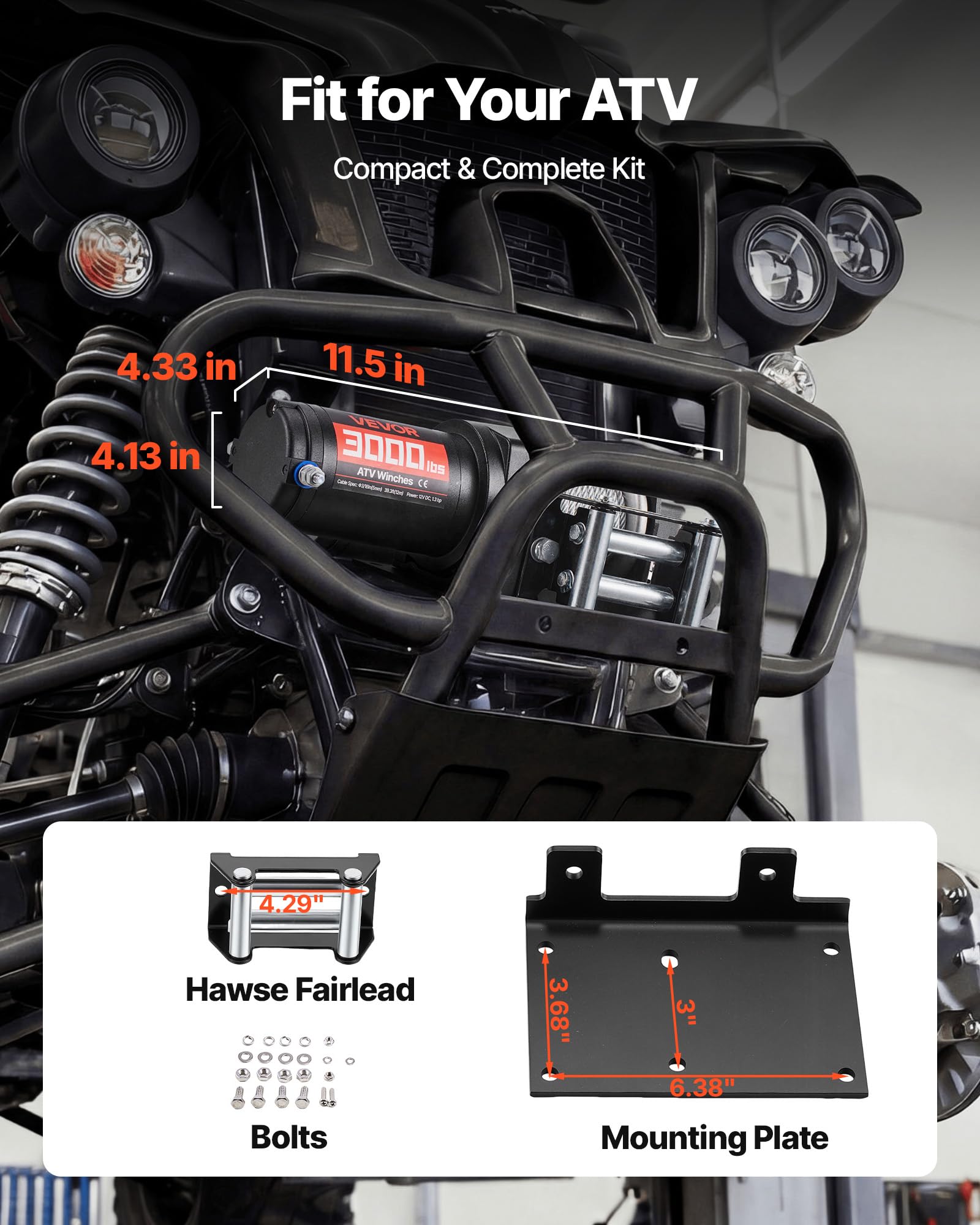 VEVOR Verricello Elettrico con Cavo da 1360 kg, Verricello Elettrico da 12 V CC per ATV/UTV Fuoristrada con Fune in Acciaio Ø 5 mm x 12 m, Telecomando Cablato, Impermeabile IP55 per Recupero Stradale