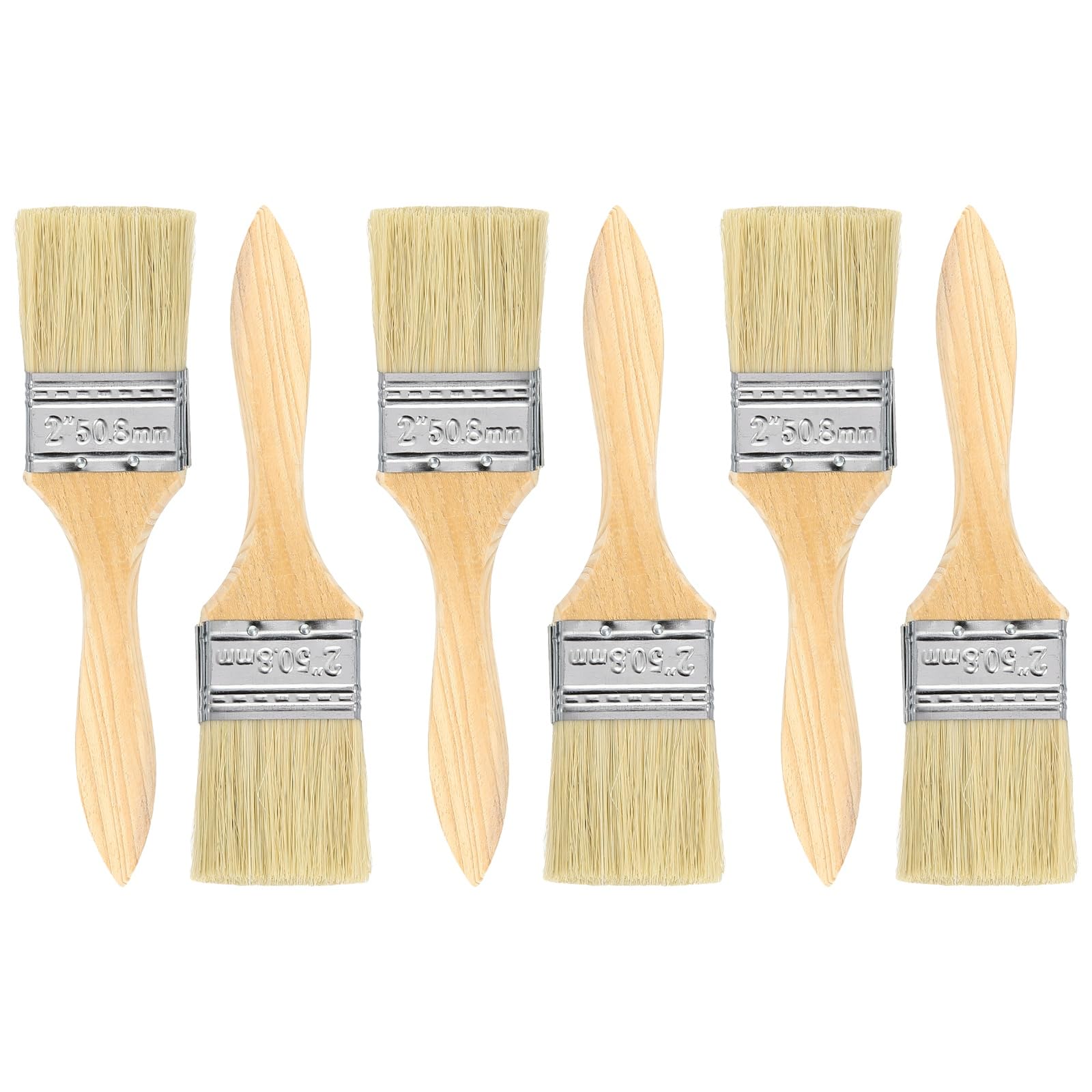 sourcing map 6pcs Chip Paint Brush 2" Flat Painting Brushes Synthetic Bristle Paint Brushes with Wooden Handle for DIY Art Painting Furniture Cabinet Fences Deck Wall Door Trim