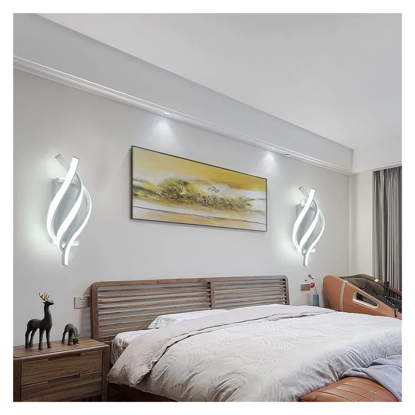 Luz LED para cuadros Lámpara LED de pared moderna con diseño curvo, lámpara en espiral for sala estar, dormitorio, cabecera, pasillo, decoración del hogar, accesorios iluminación(Black 1 Pcs)
