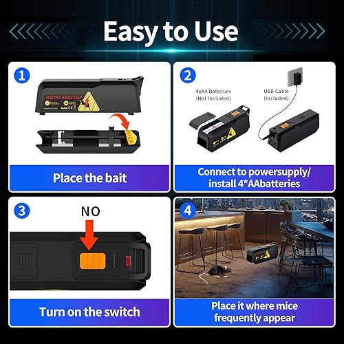 Miniatura 6 de Paquete de 2 Trampas Electrónicas para Ratones, Trampa Eléctrica Eficaz para Ratones Zapper con Diseño Seguro para Mascotas y Eliminación sin