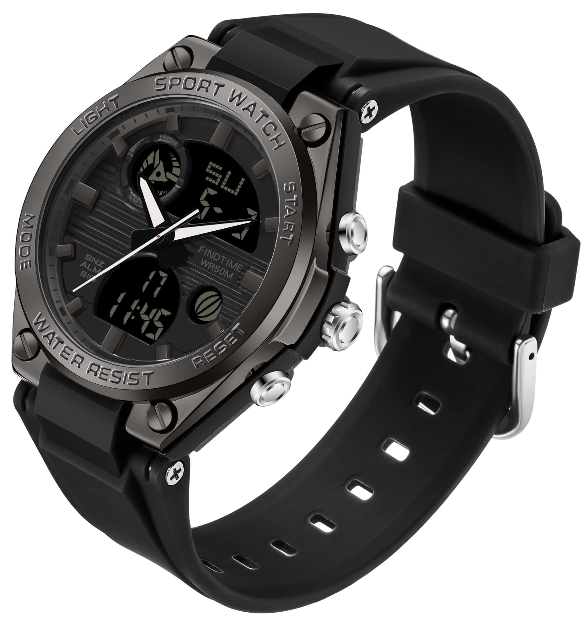 Photo 1 of findtime Womens Digital Watch Sport Waterproof Watch Analog Military Tactical Watches LED Backlight Alarm Stopwatch Wrist Watches