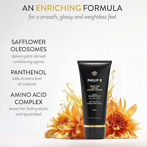 Miniatura 8 de PHILIP B. Forever Shine Champú y acondicionador de 2 onzas cada uno + Mega Curl Enhancer 2oz  Set de champú y acondicionador con notas de Pure Oud