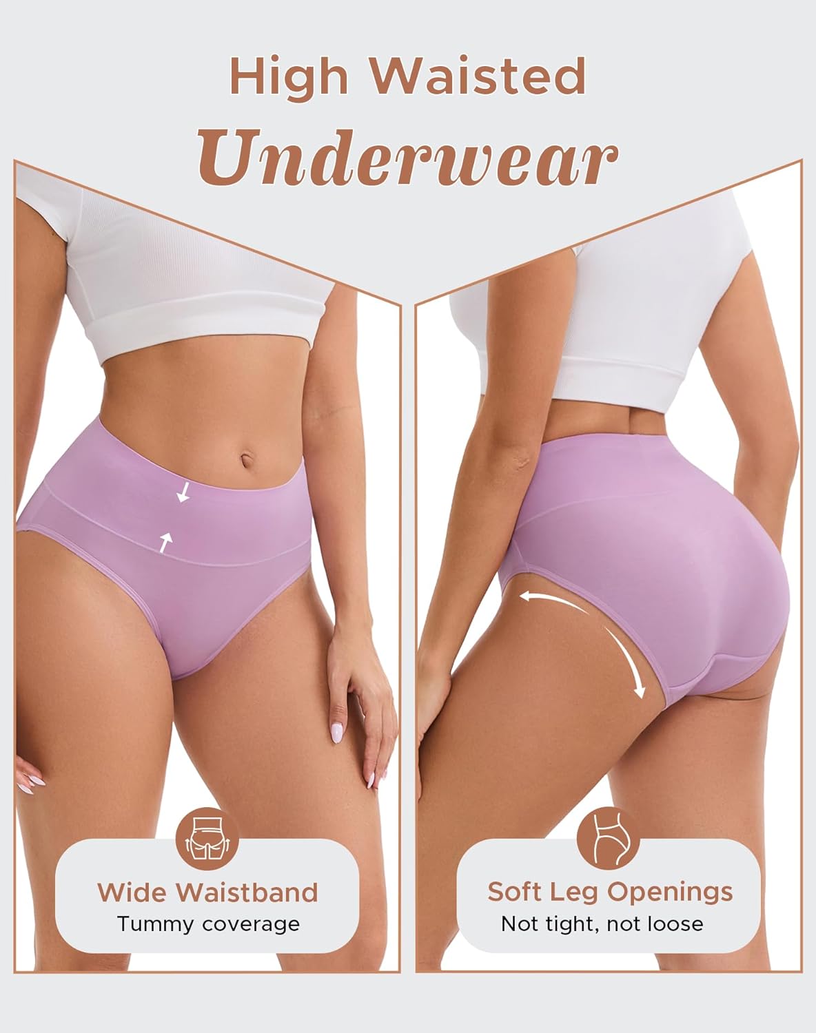 INNERSY Women's Modal Underwear High Waist Breathable Briefs Full Coverage Ladies Panties 4-Pack - Image 2