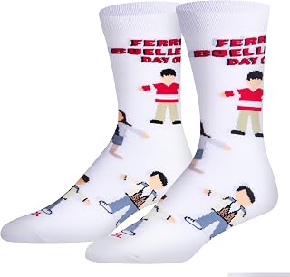 Cool Socks, Men's Funny Graphic Novelty Sock, Ferris Buellers Day Off, Adult Large